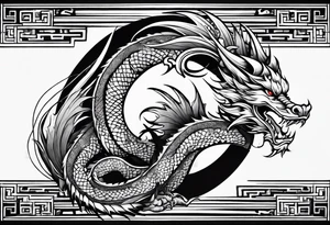 Dragón chino de agua en vertical tattoo idea