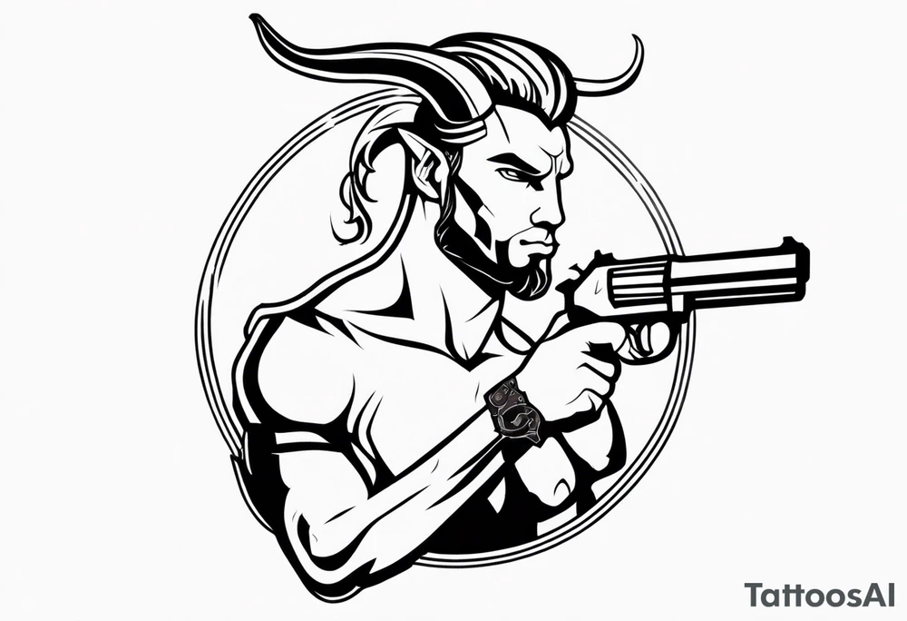 capricorn man with gun tattoo idea