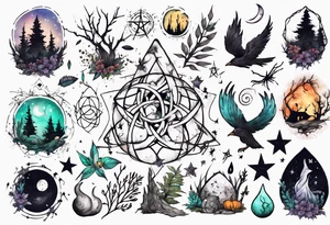 witchy grungy nature magic tattoo idea