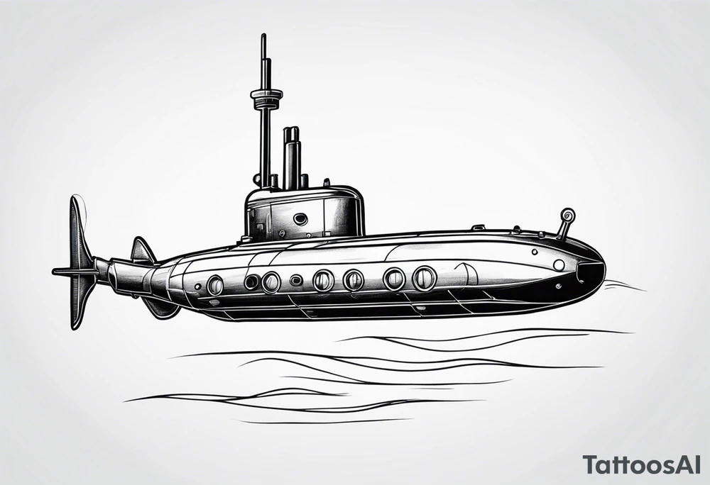 submarine on surface of water tattoo idea