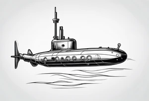 submarine on surface of water tattoo idea