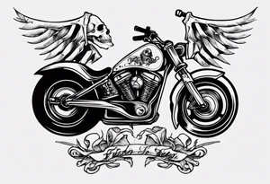 Motorcycle and skeleton riding tattoo idea