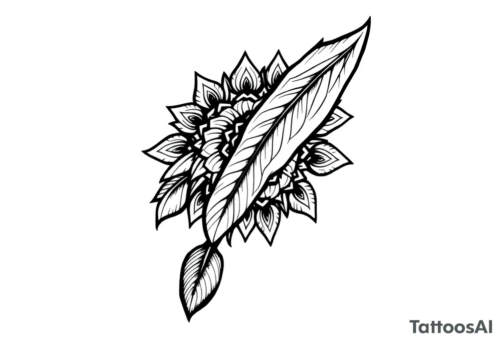 spiritual feather indian mandala shaman tattoo idea