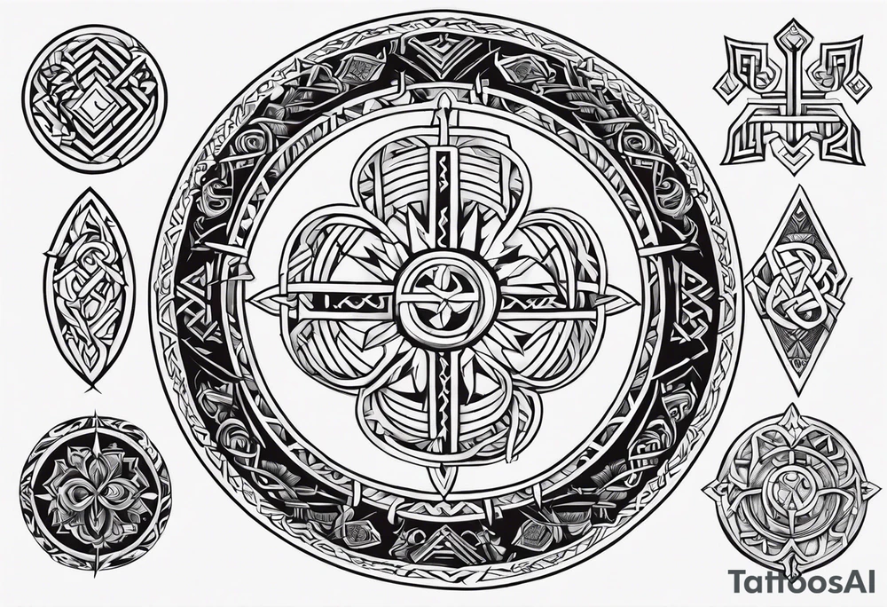 Slavic symbols, runes and worlds tattoo idea