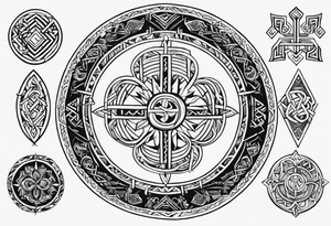 Slavic symbols, runes and worlds tattoo idea