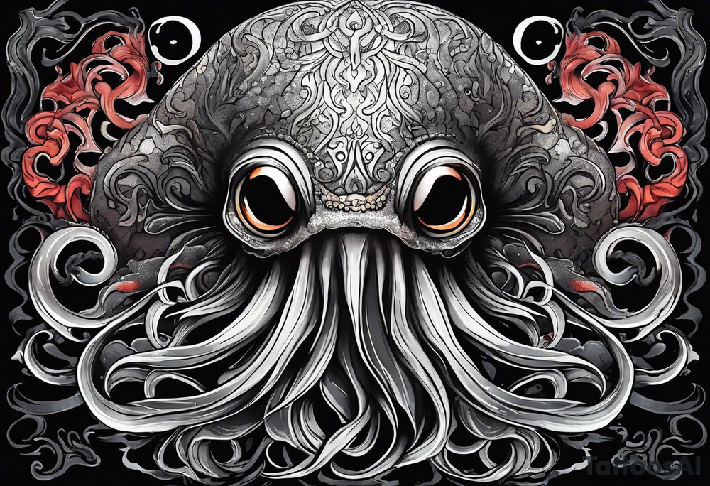 The horrifying squid hides itself in ink and turns the color of its body to black to blend into the dark tattoo idea