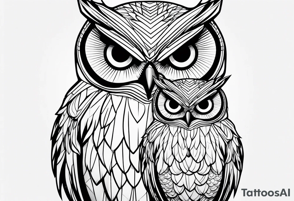 Mom and baby owl tattoo idea