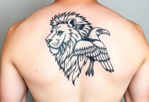 Minimalistic Dutch lion with Ecuadorian condor tattoo idea
