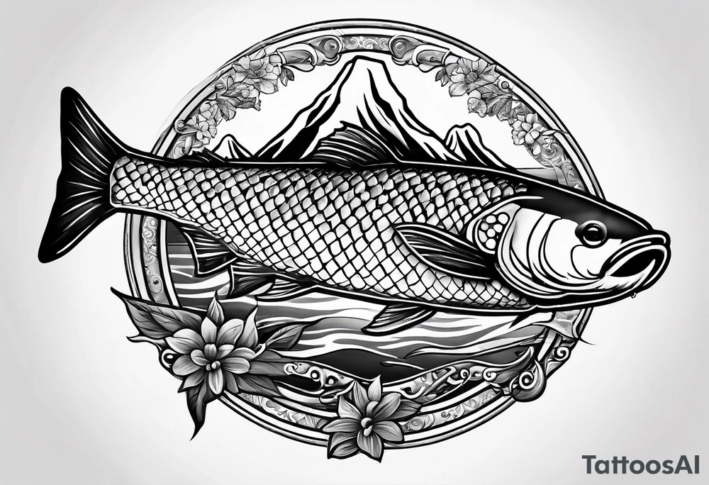 Fishingpole with memorium of a passed friend tattoo idea