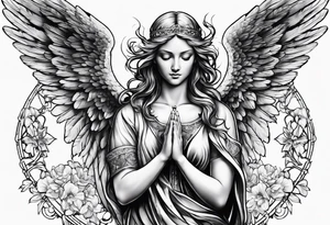 Angel with prayer hands tattoo idea