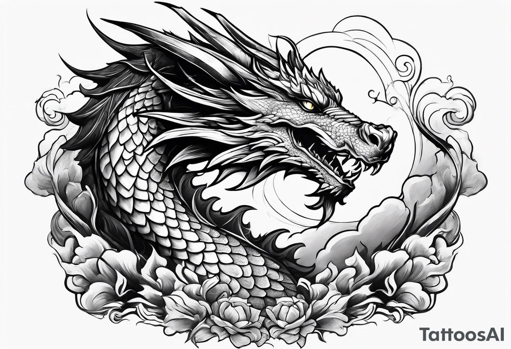 Dragon on the sky tattoo idea