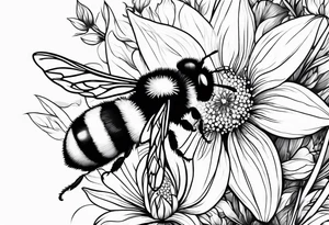 Wildflower tattoo with bumblebee tattoo idea