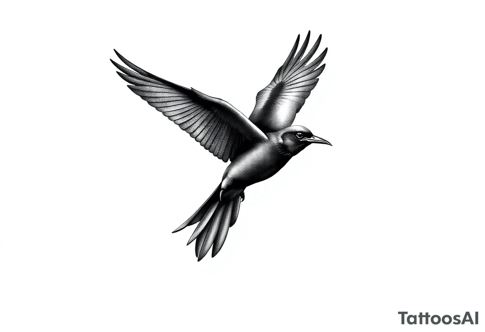 Male European Blackbird flying tattoo idea tattoo idea
