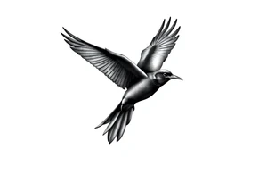 Male European Blackbird flying tattoo idea tattoo idea