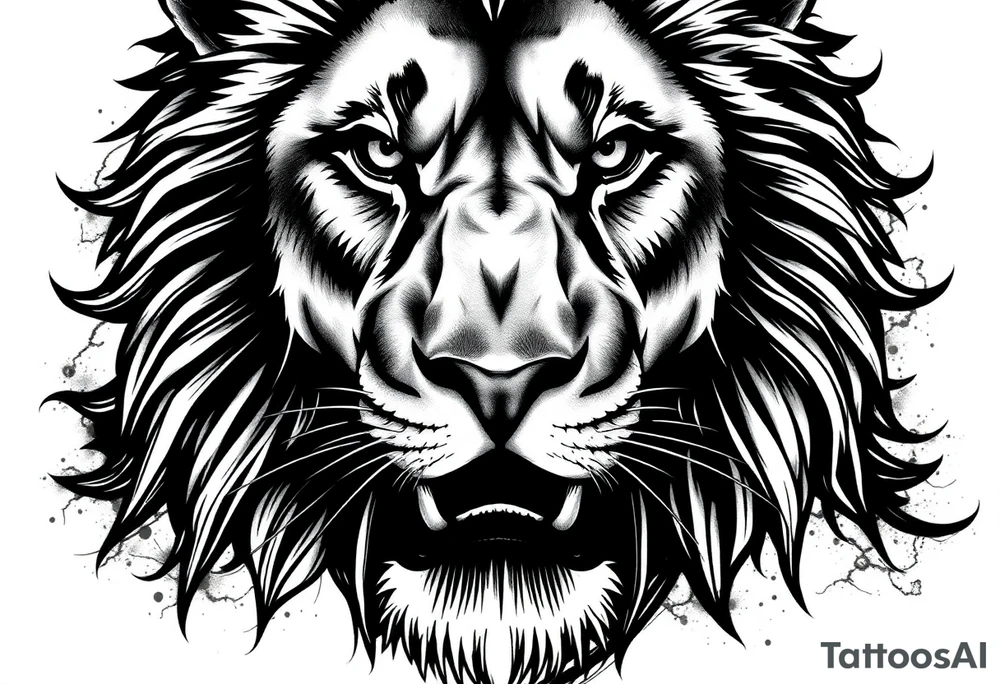 powerful majestic lion, close-up tattoo idea