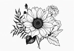 Sunflower,spray rose,carnations tattoo idea