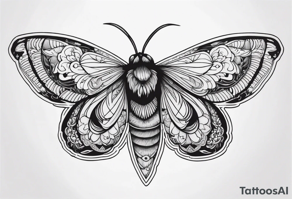 moth with wings tattoo idea