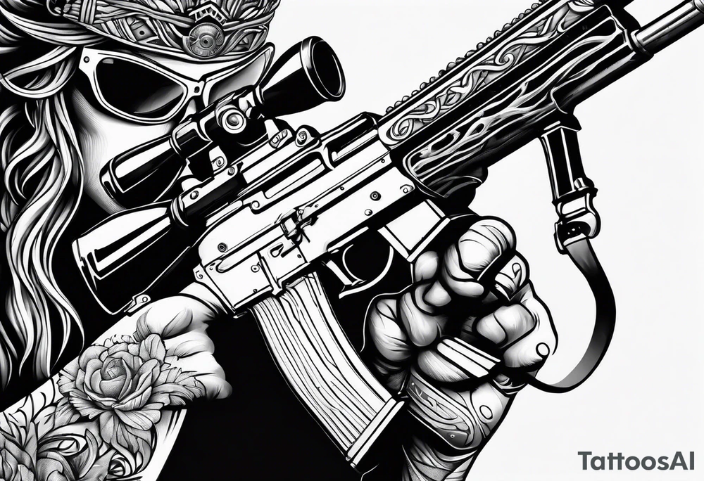 capricorn with sunglasses and shotgun tattoo idea