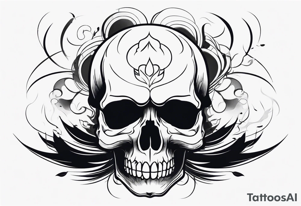 skull with smoke around it tattoo idea