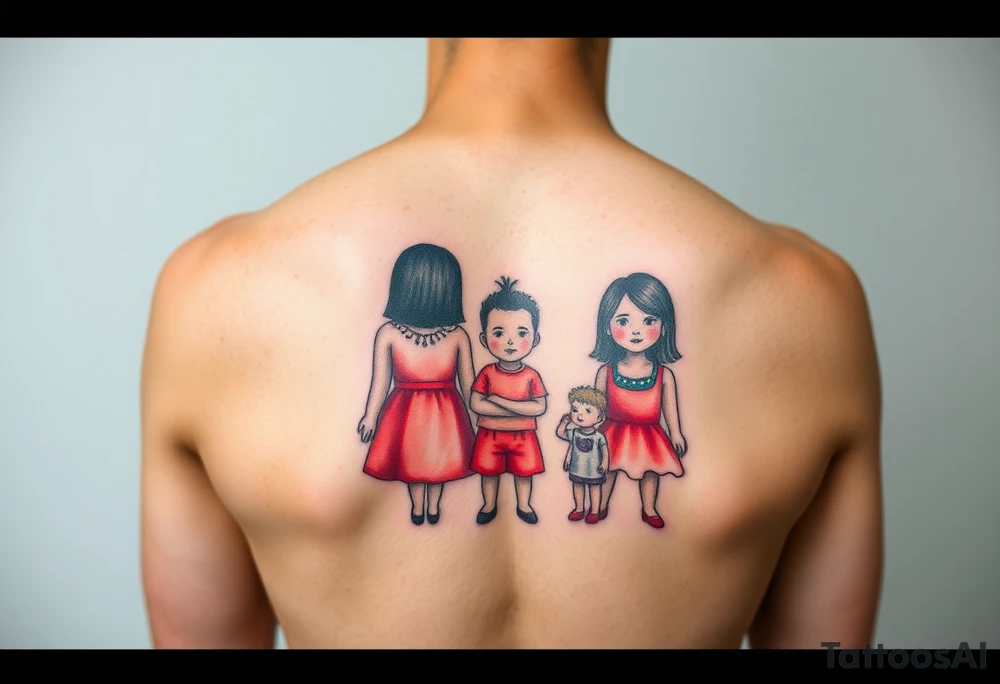 Family 2 parents 2 kids outside tattoo idea