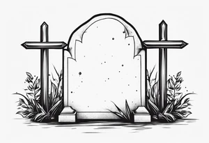 Gravestone with the number 9728 crossed out tattoo idea