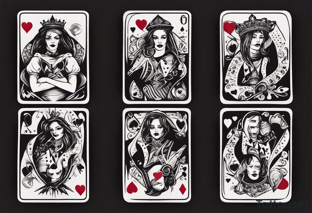queen of hearts card tattoo idea