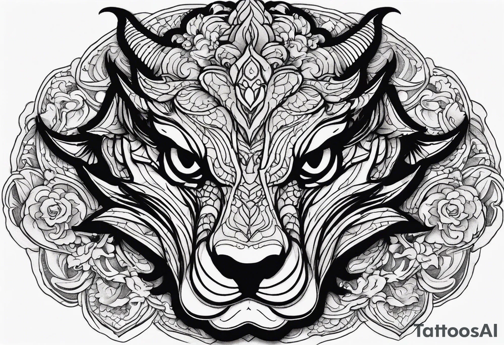 Dragon head facing front tattoo idea