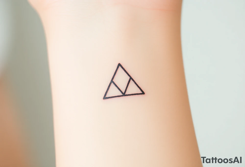 Design a very small (max 2x2 cm) tattoo for the inner wrist that subtly symbolizes lesbian identity. It should be minimal and delicate — possibly fine line or soft color. The design must be discreet yet meaningful, not instantly recognizable as LGBTQ but with layered symbolism. Think of subtle elements like intertwined female symbols, abstract sapphic references, or a hidden double meaning through nature (e.g. flowers, moons, triangles). Avoid clichés or bold pride imagery. Keep it elegant, wearable, and intimate. Something with a triangle tattoo idea