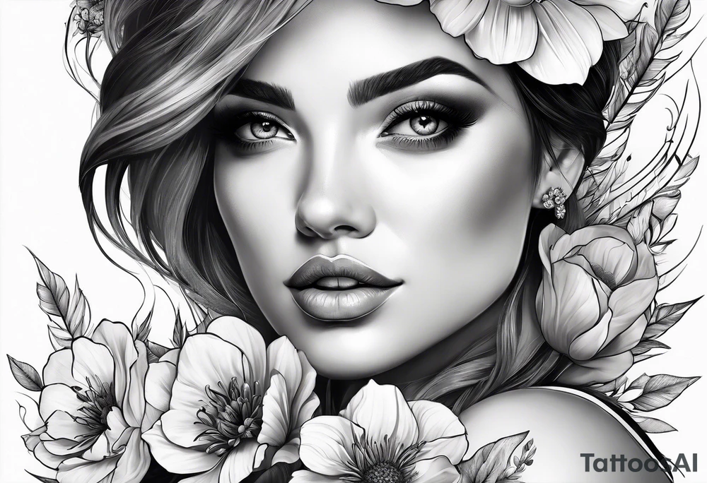 Women and flower tattoo idea