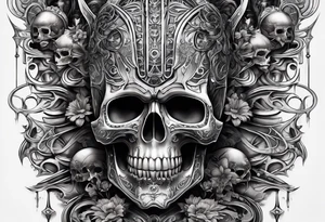 H.R. Giger skulls, water flow shapes, geometric shapes, flowers tattoo idea
