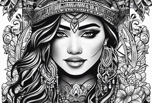 Mexican American inspired that incorporates being a father,  love for family and importance of building wealth. Include elements of the Pacific Northwest Forrest on shoulder tattoo idea