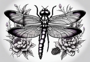 Dragonfly in amber with lavender and thistle tattoo idea