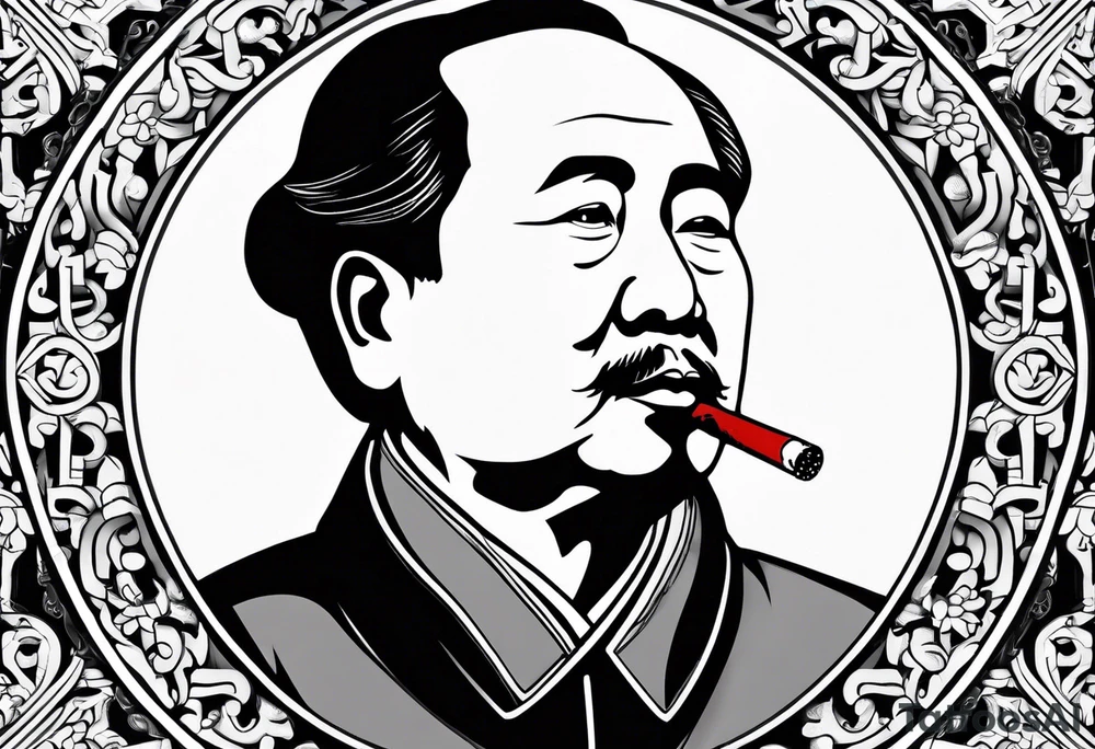 Mao Zedong smoking cigarette tattoo idea