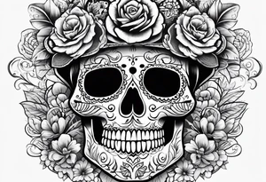 Day of dead skull with no flowers tattoo idea