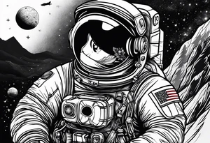 Astronaut floating through nature tattoo idea