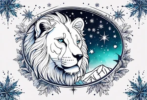 Constellation, animal leon , snowflake tattoo idea