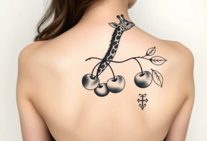 Giraffe cherries gemini tattoo idea