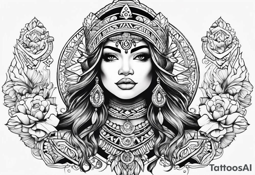 Aztec mermaid tattoo idea