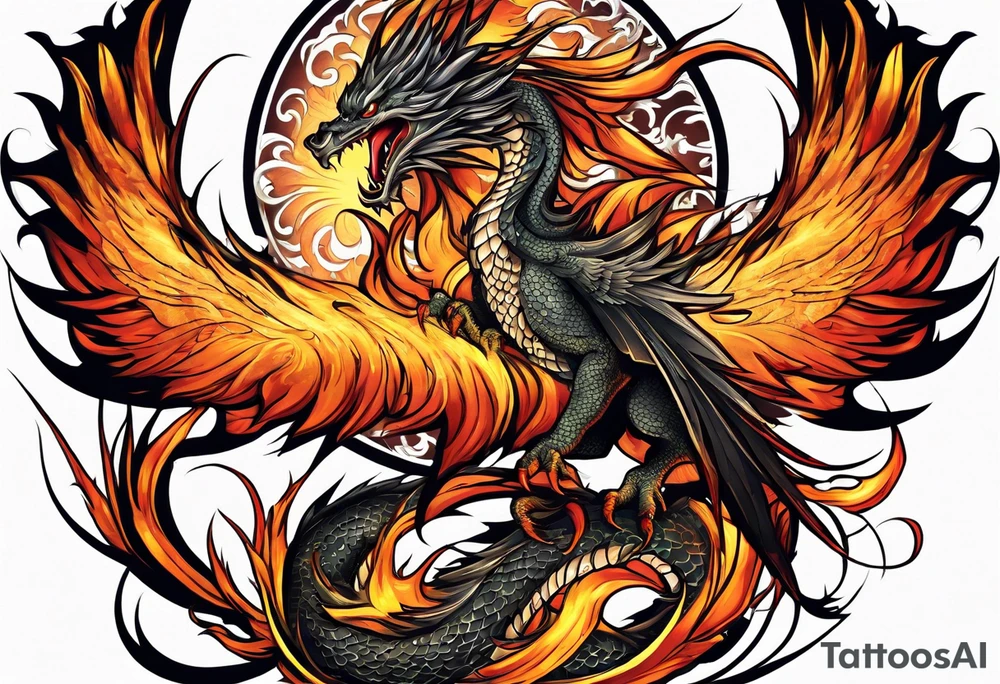 phoenix fighting dragon tattoo idea