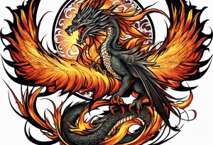 phoenix fighting dragon tattoo idea