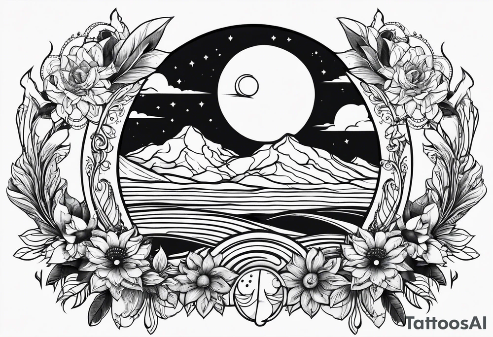 Exoteric tattoo with sun and moon tattoo idea