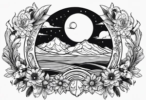 Exoteric tattoo with sun and moon tattoo idea