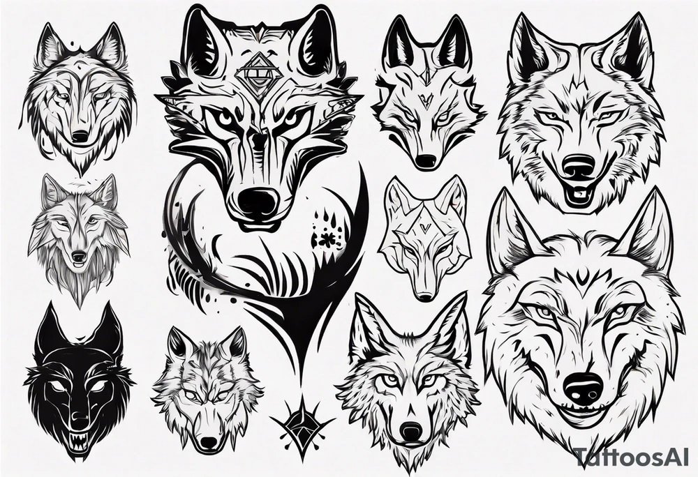 wolf head tattoo idea