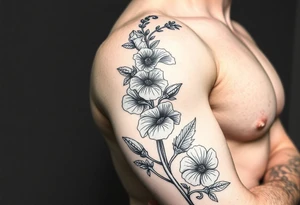 Aconitum flower going up the arm with details tattoo idea