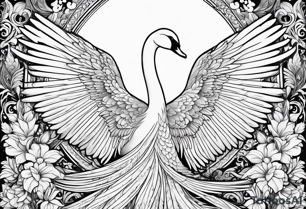 Russian folklore based white swan princess not detailed tattoo idea