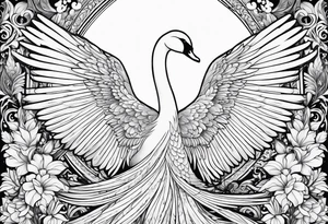 Russian folklore based white swan princess not detailed tattoo idea