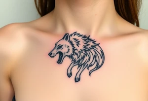 A  wolf snarling as a sheep  mystical creature tattoo idea