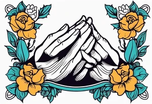 praying hands

old school vintage simple traditional design with vintage flowers surrounding
bold color simple tattoo idea