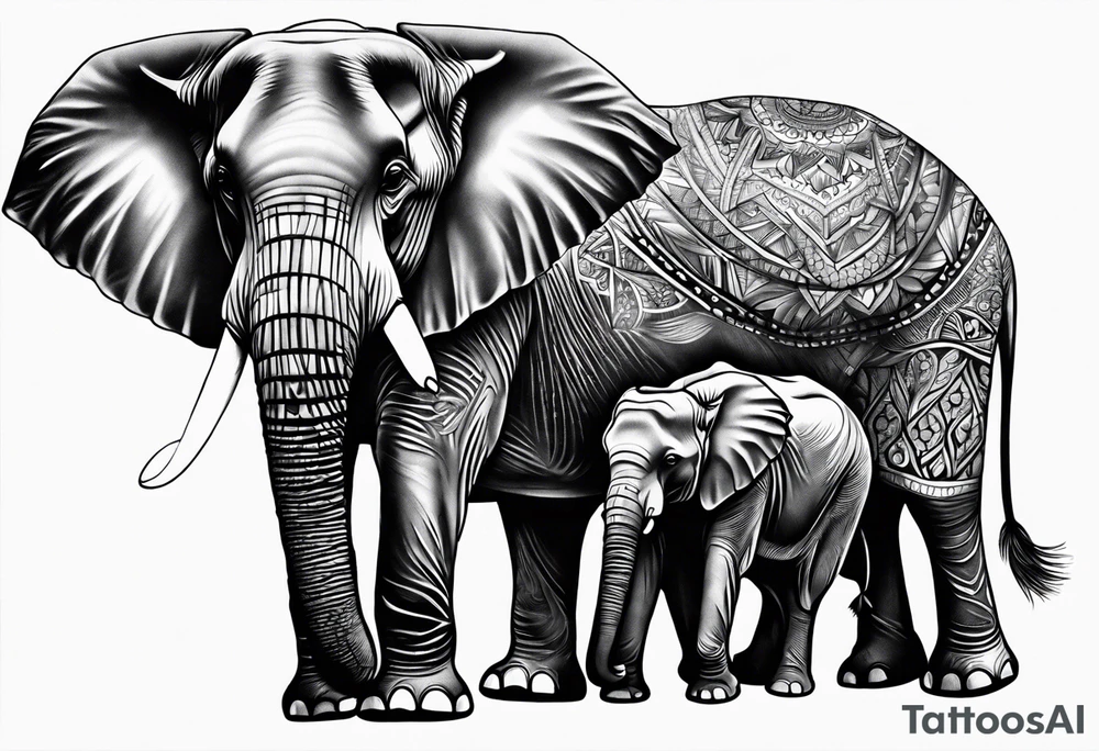 Family elephant tattoo idea