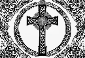 A stone Celtic cross, standing solemnly tattoo idea